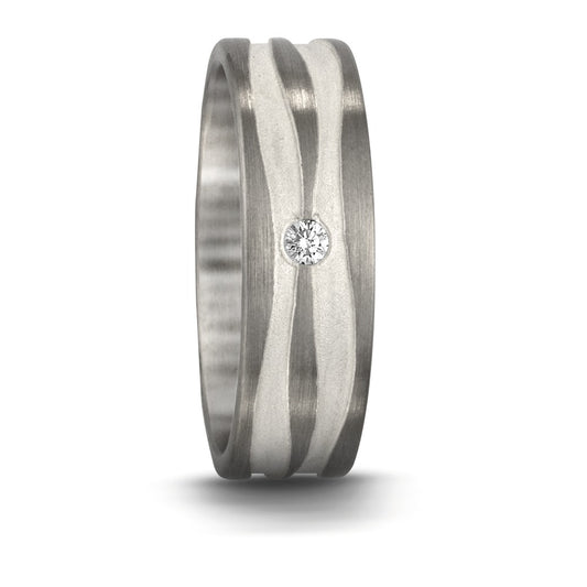 Fingerring 950 Palladium, Silber Diamant 0.03 ct, tw-si, Made in Germany