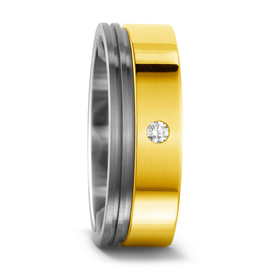Fingerring Titan, 750/18 K Gelbgold Diamant 0.03 ct, w-si, Made in Germany