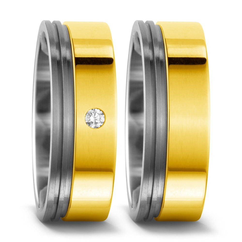 Fingerring Titan, 750/18 K Gelbgold Diamant 0.03 ct, w-si, Made in Germany