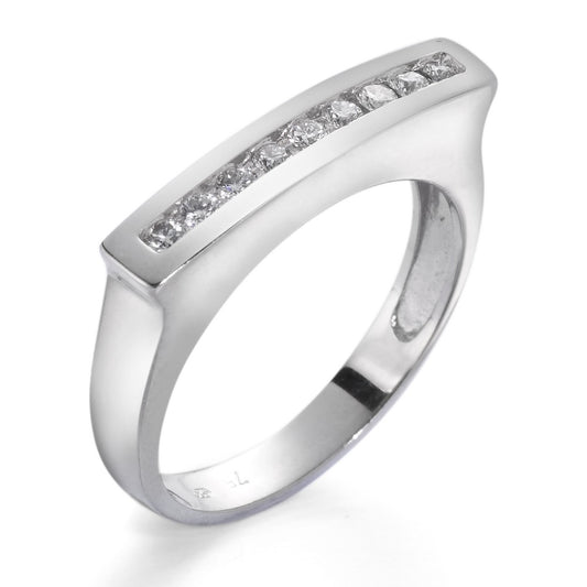Fingerring 750/18 K Weissgold Diamant 0.18 ct, 9 Steine, w-si, Made in Germany