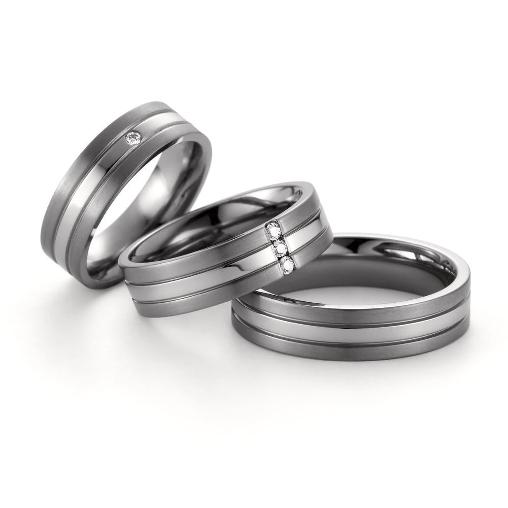 Fingerring Titan, 950 Palladium Diamant 0.06 ct, 3 Steine, w-si, Made in Germany
