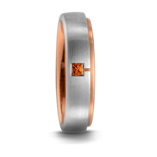 Fingerring 950 Platin Diamant orange, 0.05 ct, Carrée, w-si, Made in Germany