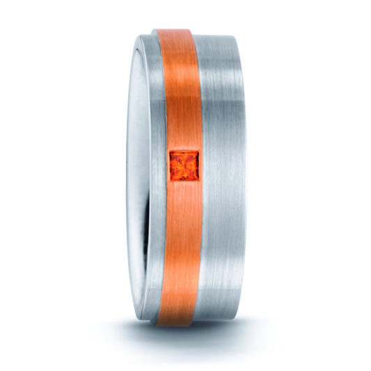 Fingerring 950 Platin Diamant orange, 0.05 ct, Carrée, w-si, Made in Germany