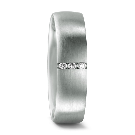 Fingerring 950 Platin Diamant 0.03 ct, 3 Steine, w-si, Made in Germany