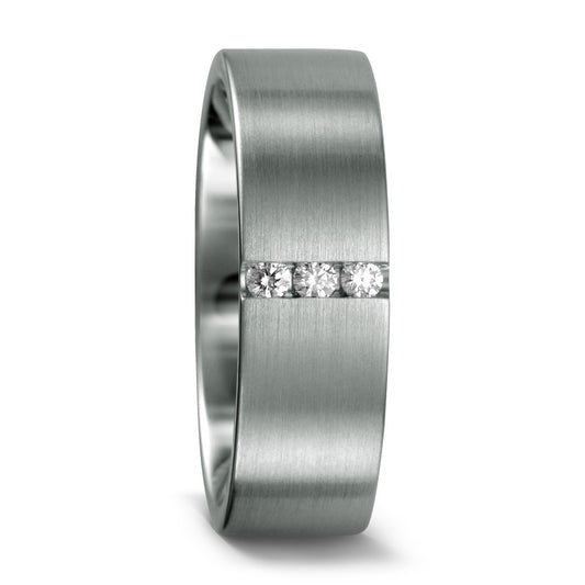Fingerring 950 Platin Diamant 0.06 ct, 3 Steine, tw-si, Made in Germany
