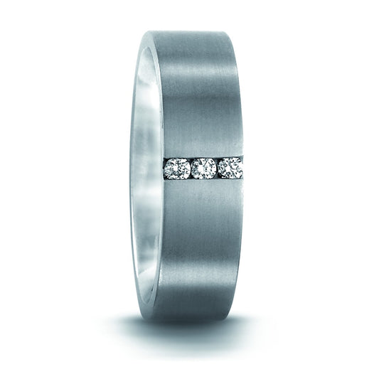 Fingerring 950 Palladium Diamant 0.06 ct, 3 Steine, tw-si, Made in Germany