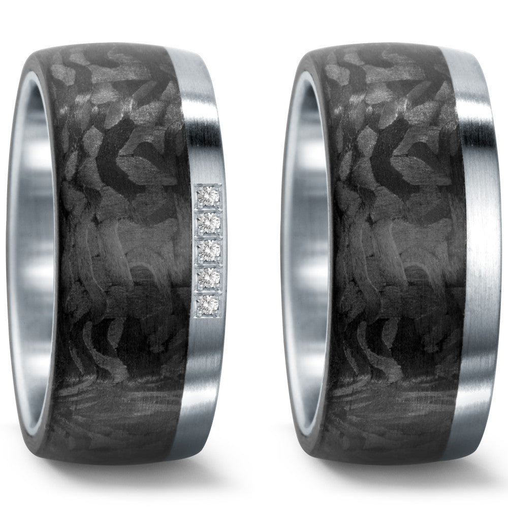 Fingerring Edelstahl, Carbon, Made in Germany