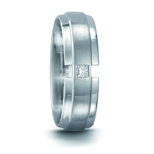 Fingerring 950 Palladium Diamant 0.065 ct, tw-vvsi, Made in Germany