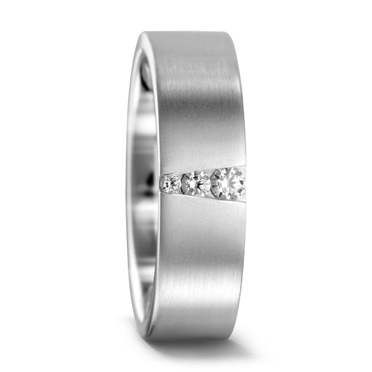 Fingerring 950 Palladium Diamant 0.09 ct, 3 Steine, w-si, Made in Germany