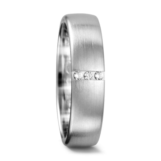 Fingerring 950 Palladium Diamant 0.03 ct, 3 Steine, w-si, Made in Germany