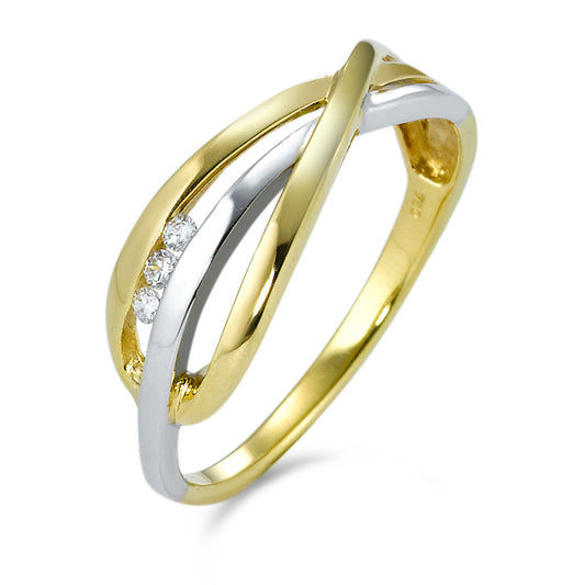 Fingerring 750/18 K Weissgold Zirkonia 3 Steine
