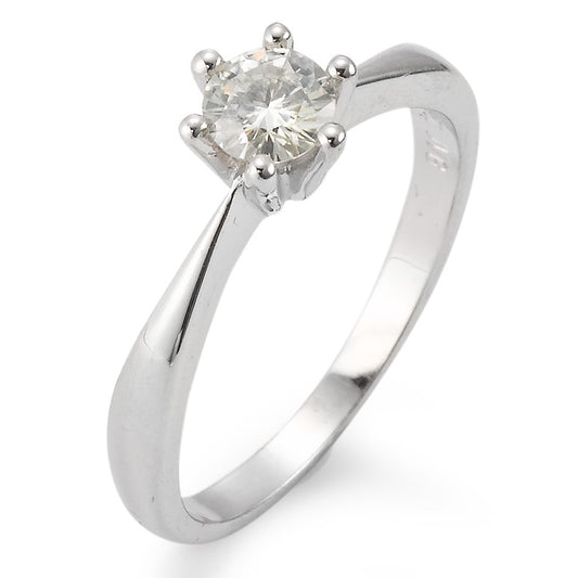 Solitär Ring 750/18 K Weissgold Moissanite rund, 5 mm, Made in Germany