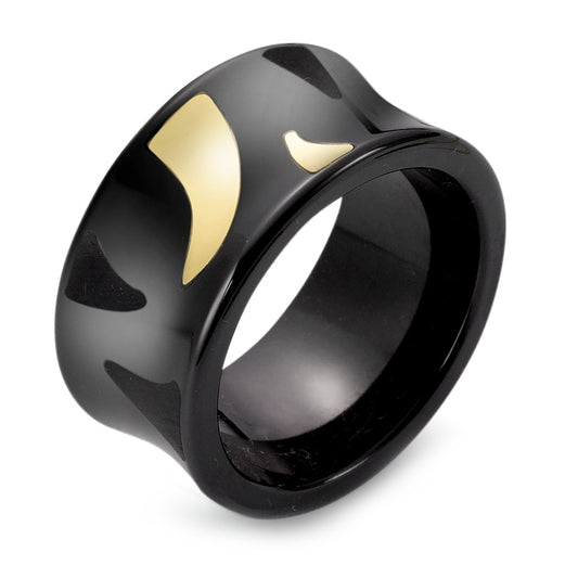 Fingerring 585/14 K Gelbgold, Keramik, Made in Germany