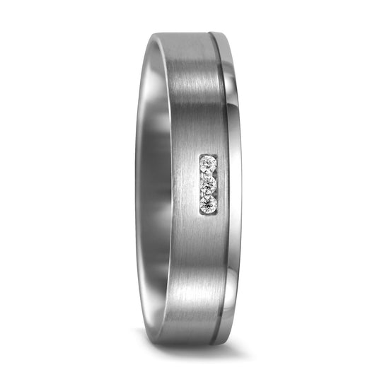 Fingerring 950 Palladium Diamant 0.015 ct, 3 Steine, tw-vsi, Made in Germany