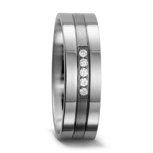 Fingerring Titan Zirkonia weiss, 5 Steine