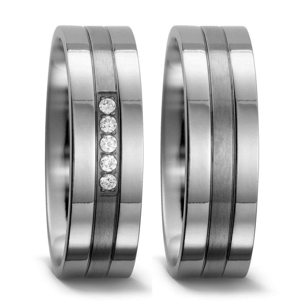 Fingerring Titan Zirkonia weiss, 5 Steine