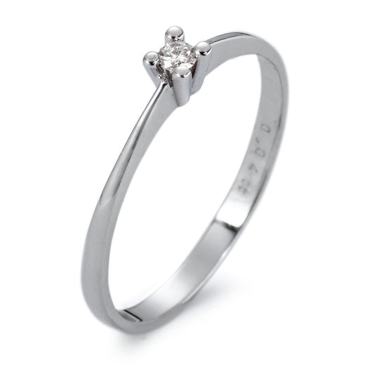 Solitär Ring 750/18 K Weissgold Diamant weiss, 0.04 ct, si rhodiniert, Made in Germany