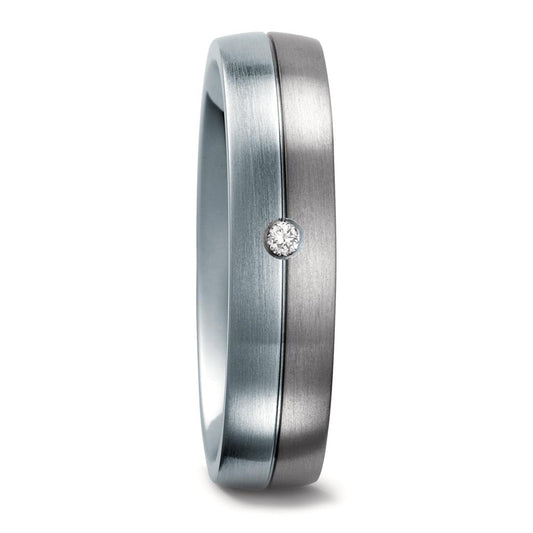 Fingerring Titan, Edelstahl Diamant 0.03 ct, w-si