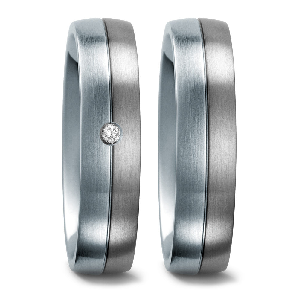 Fingerring Titan, Edelstahl Diamant 0.03 ct, w-si