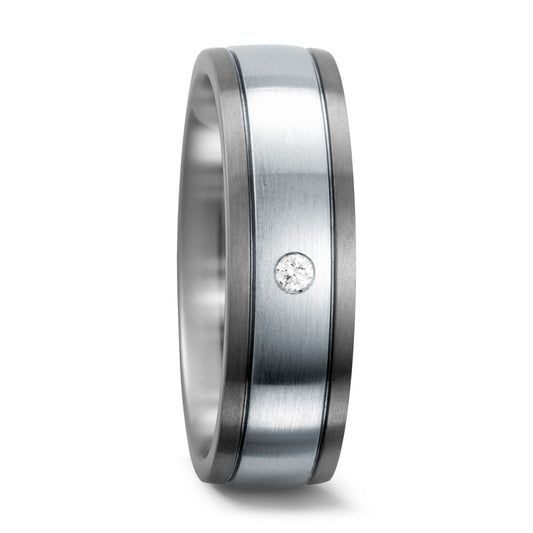 Fingerring Titan, Edelstahl Diamant 0.03 ct, w-si