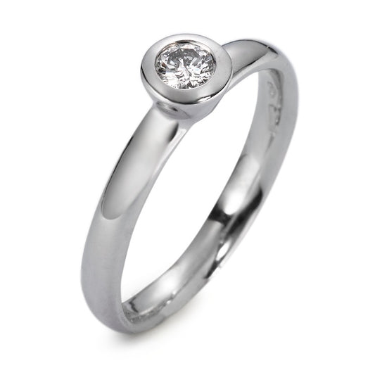 Solitär Ring 750/18 K Weissgold Diamant weiss, 0.15 ct, si rhodiniert, Made in Germany