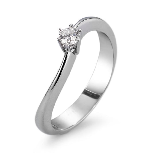 Solitär Ring 750/18 K Weissgold Diamant weiss, 0.15 ct, si rhodiniert, Made in Germany