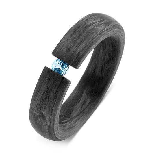 Fingerring Carbon Topas blau, Made in Germany