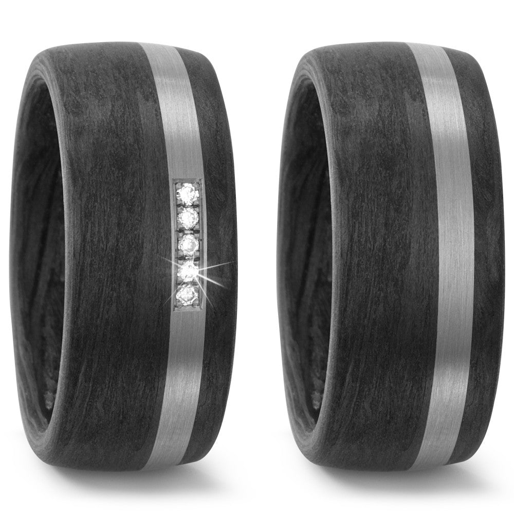 Fingerring Carbon, 950 Palladium, Made in Germany