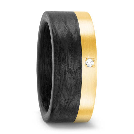 Fingerring Carbon, 750/18 K Gelbgold, Made in Germany