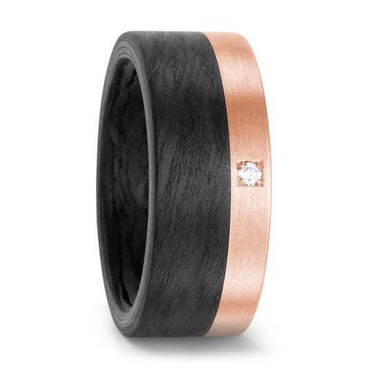 Fingerring Carbon, 750/18 K Rotgold, Made in Germany