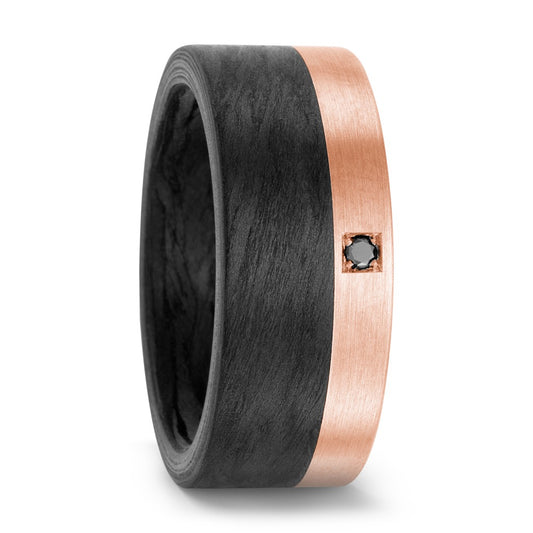 Fingerring Carbon, 750/18 K Rotgold, Made in Germany