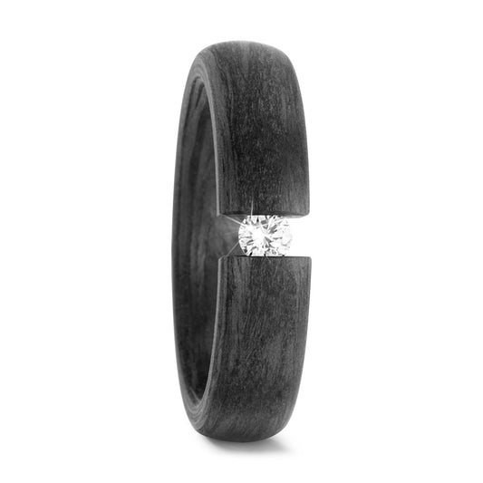Fingerring Carbon Diamant weiss, 0.10 ct, w-si, Made in Germany