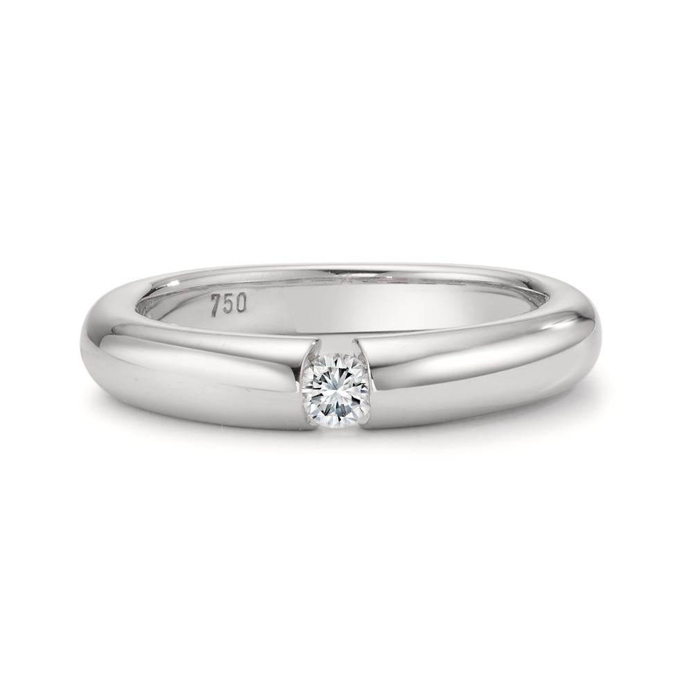 Solitär Ring 750/18 K Weissgold Diamant weiss, 0.10 ct, Brillantschliff, w-si
