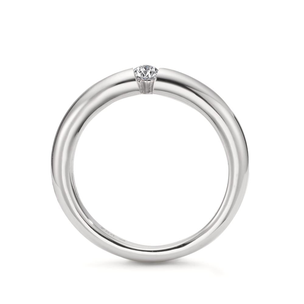 Solitär Ring 750/18 K Weissgold Diamant weiss, 0.10 ct, Brillantschliff, w-si