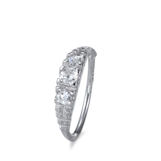 Nasencreole 750/18 K Weissgold Zirkonia 3 Steine rhodiniert, Made in Italy