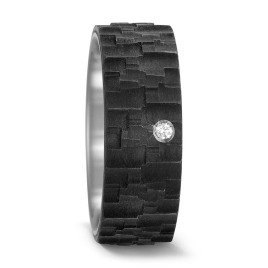 Fingerring Titan, Carbon Diamant 0.03 ct, w-si, Made in Germany