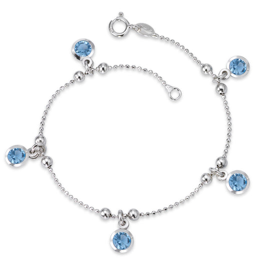 Armband Silber Zirkonia 5 Steine rhodiniert 17.5 cm Ø5 mm, Made in Italy
