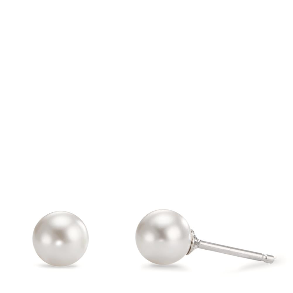 Ohrstecker Silber rhodiniert shining Pearls weiss, 2 Perlen, 6 mm