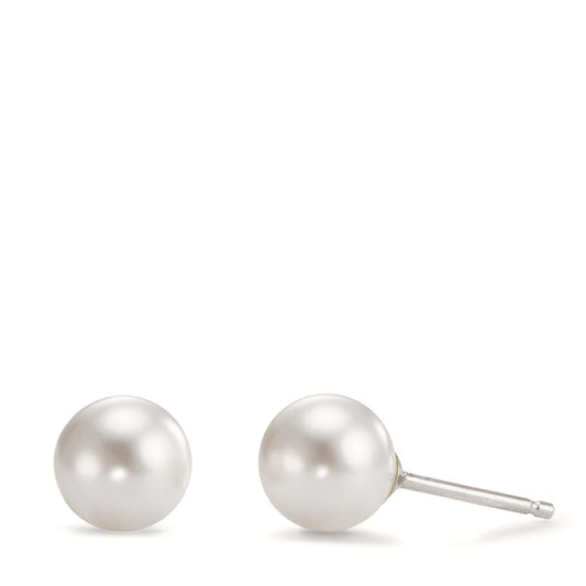 Ohrstecker Silber rhodiniert shining Pearls weiss, 2 Perlen, 8 mm