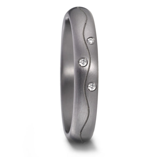 Partnerring aus Tantal mit Diamant 0.03 ct und feinmattierter Oberfläche, Made in Germany