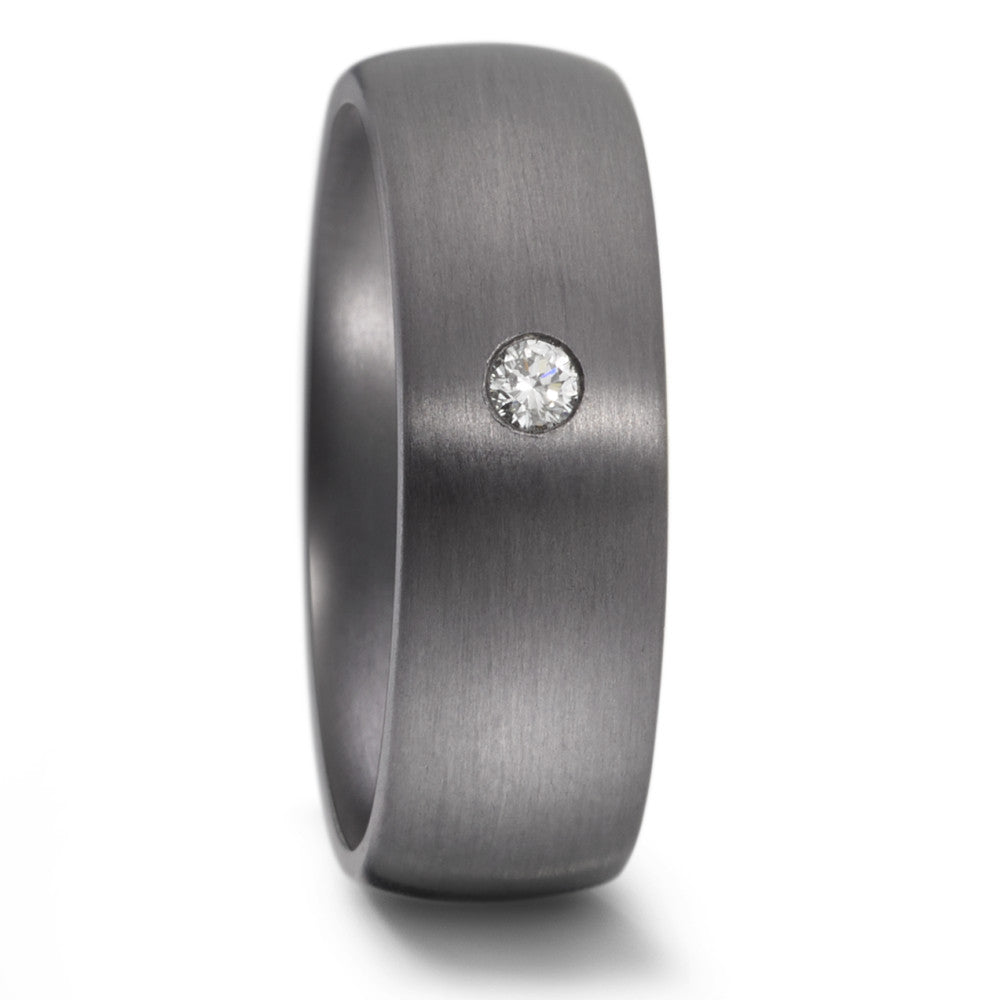 Partnerring aus Tantal mit Diamant 0.05 ct und feinmattierter Oberfläche, Made in Germany