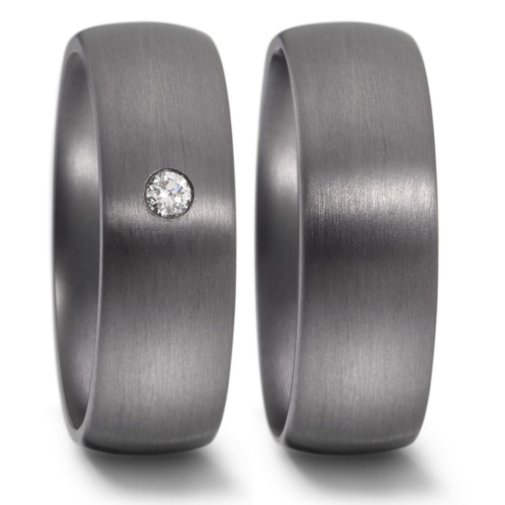 Partnerring aus Tantal mit Diamant 0.05 ct und feinmattierter Oberfläche, Made in Germany