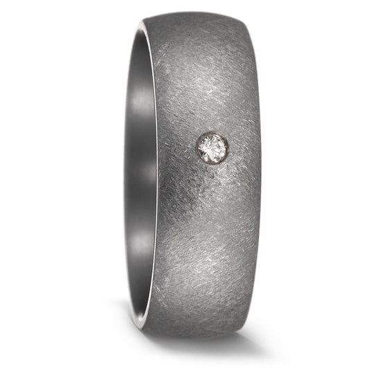 Partnerring aus Tantal mit Diamant 0.03 ct und fein diamantierter Oberfläche, Made in Germany