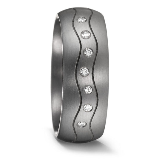 Partnerring aus Tantal mit Diamant 0.07 ct und feinmattierter Oberfläche, Made in Germany