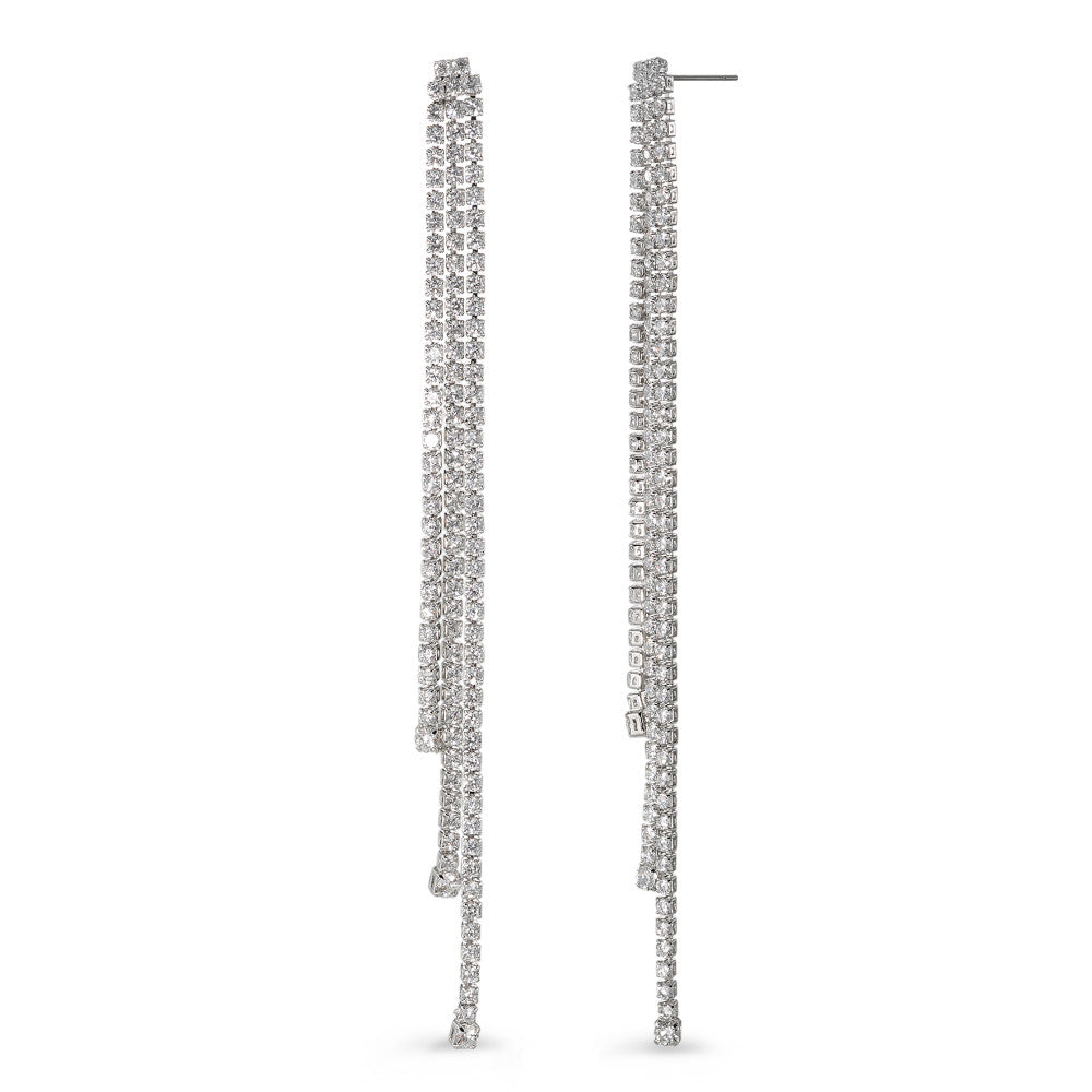 Ohrhänger Metall Zirkonia 11 cm