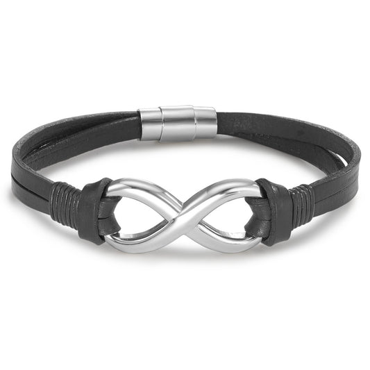 Armband Leder, Edelstahl Infinity 20 cm