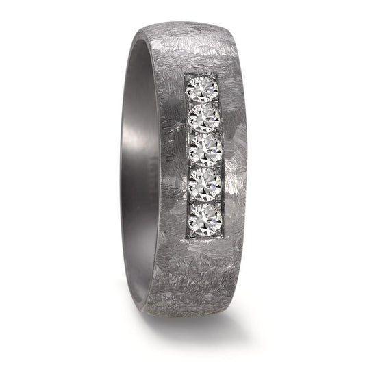 Partnerring aus Tantal mit Diamant 0.25 ct und strukturierter Oberfläche, Made in Germany