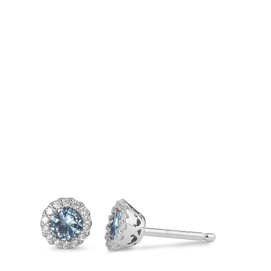 Ohrstecker Silber Zirkonia hellblau rhodiniert Ø6 mm