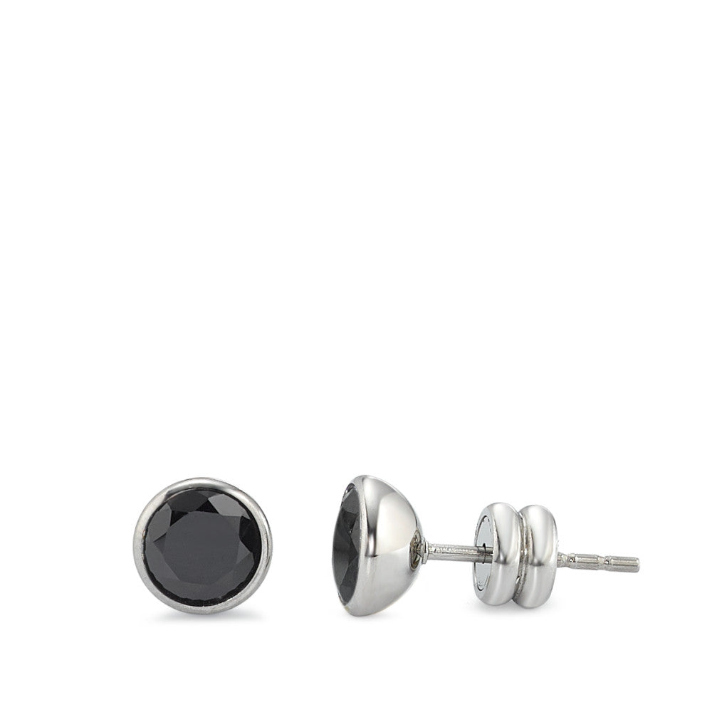 Ohrstecker Edelstahl Zirkonia schwarz, 2 Steine Ø6.5 mm
