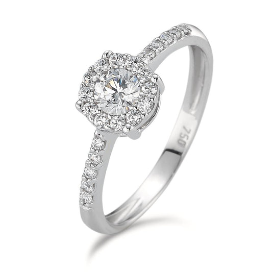 Solitär Ring 750/18 K Weissgold Zirkonia, Made in Italy
